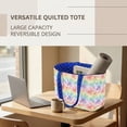 thumbnail image 6 of Pzuqiu Gradient Flowers Large Capacity Quilted Tote Bags for Women, Reversible Blue Shoulder Hobo Bags, Lightweight Laptop Handbags for Work Shopping Travel College Everyday Use, 6 of 7