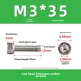 thumbnail image 1 of Tornillos de cabeza hexagonal de acero inoxidable 304 al por mayor Tornillos de cabeza cilíndrica con cabeza ahuecada Tornillos de cabeza hexagonal moleteados M3M4M5M6M8M10, 1 of 1
