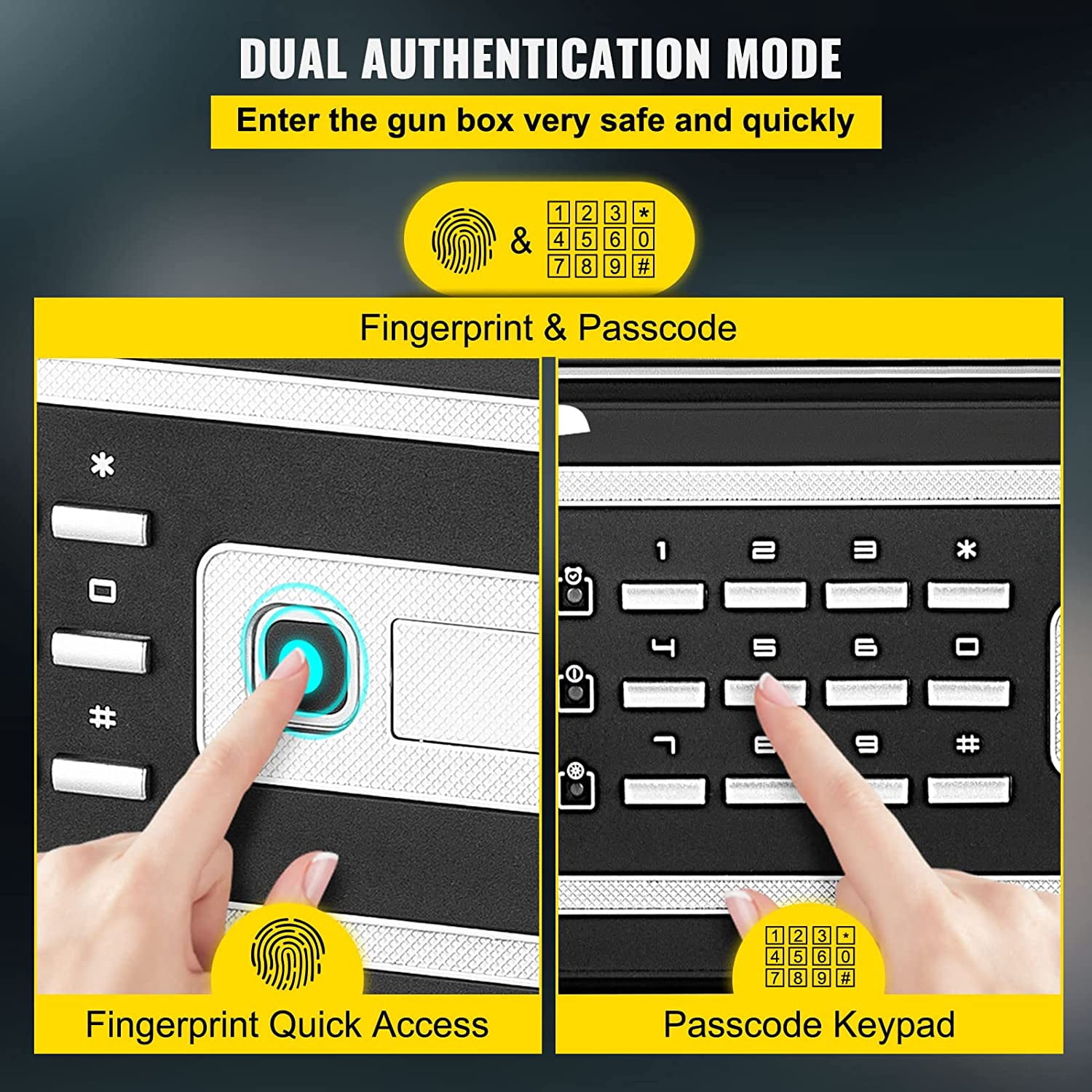 Safe Box, 1.7 CU.FT Fingerprint Safe Box for Money w/ 2 Keys & Digital Keypad, Q235 Steel Fireproof Safe Box for Storing Cash, Jewelry, Pistols, Documents, Watches in Home & Office & Hotel