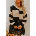 thumbnail image 6 of Women's Black Stripe Two-in-One Knitted Top High Waist Splicing Hem Sweater Dress - [ZhiHiMeRi] | L, 6 of 8