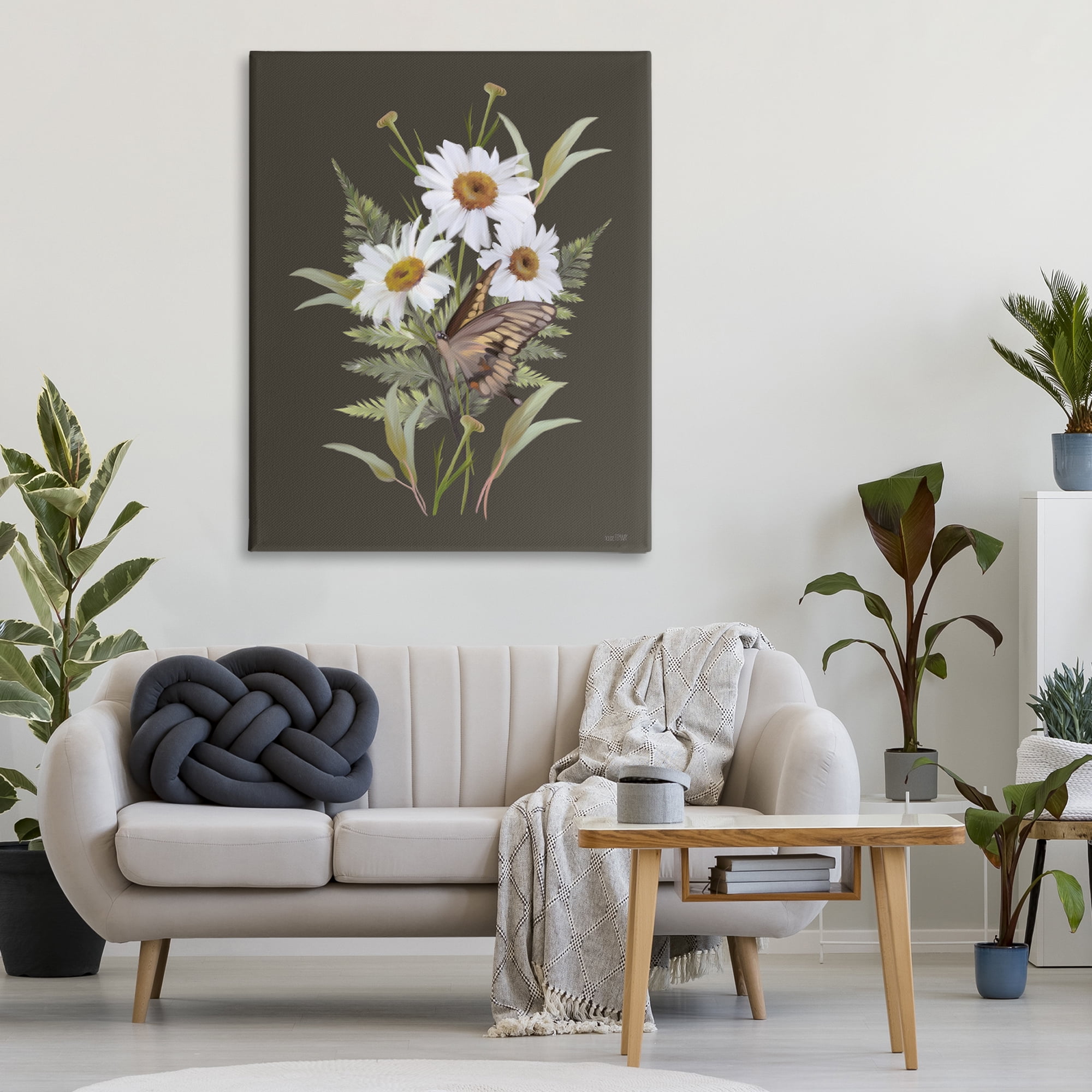 Stupell Industries Daisy Bouquet with Swallowtail Canvas Wall Art, design by House Fenway