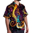thumbnail image 2 of Note Men's Button Down Spread Collar Casual Printed Short Sleeve Summer Beach Unisex Shirts, 2 of 6