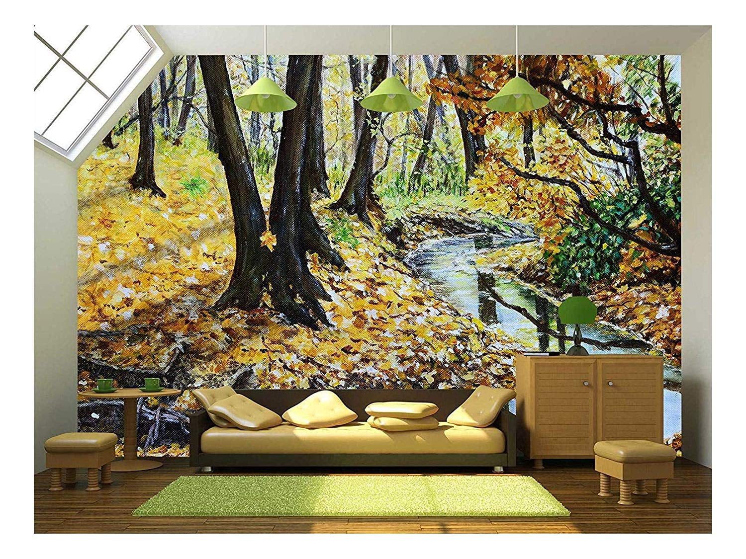 Wall26 Autumn Forest With A Stream Original Landscape Painting