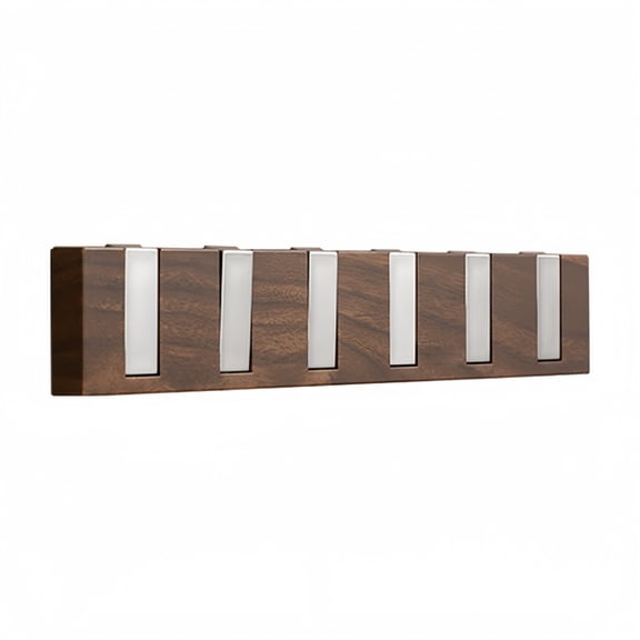 Elegant Walnut Wood Look Piano Key Hooks Pack of 6 Durable Plastic Hangers