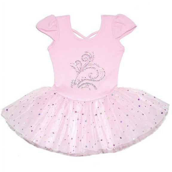 Wenchoice Pink Rhinestone Flower & Stars Skirted Leotard - Toddler & Girls Xl(7-8Y)
