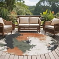 thumbnail image 5 of 5ft Round Rug, Vintage Sage Green Orange Non-Skid Rubber Backing Large Area Rugs - Living Room Bedroom Home Office, Modern Abstract Art Indoor Floor Mat Carpets Washable Rug, 5 of 9