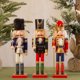 thumbnail image 3 of Marioneta de soldado cascanueces de tela de estilo europeo, decoración navideña de mesa para vitrina de vino de 30 cm, 3 of 6