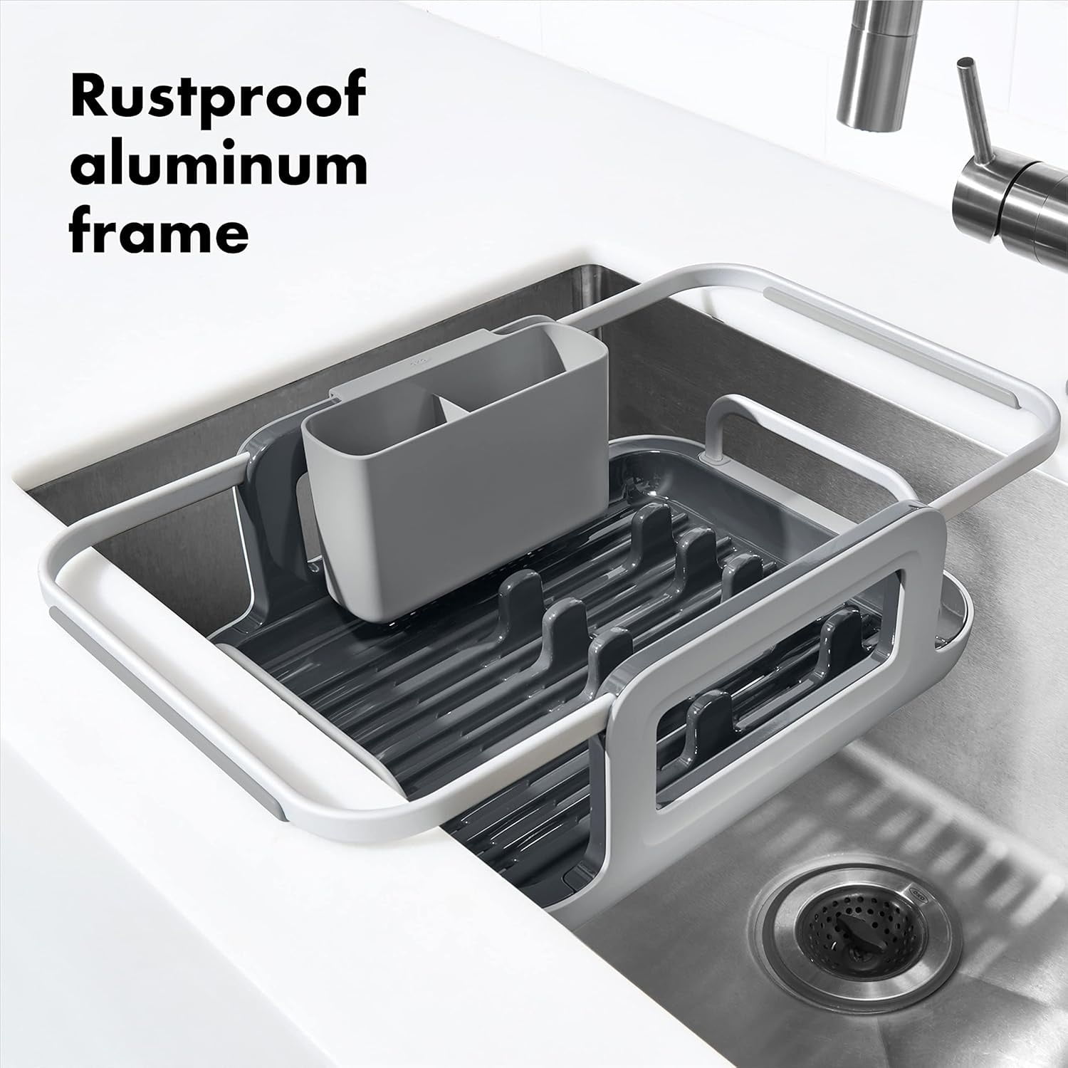 Extendable Over-The-Sink Aluminum Drying Dish Rack