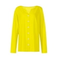 thumbnail image 5 of MESSIYO 3/4 sleeve cardigan for women Knit Shrugs Sweater Cardigan Sweater open front cardigan for women Summer Tops 2025 V Neck Print Shirts Casual Button Down Blouses Yellow XL, 5 of 6