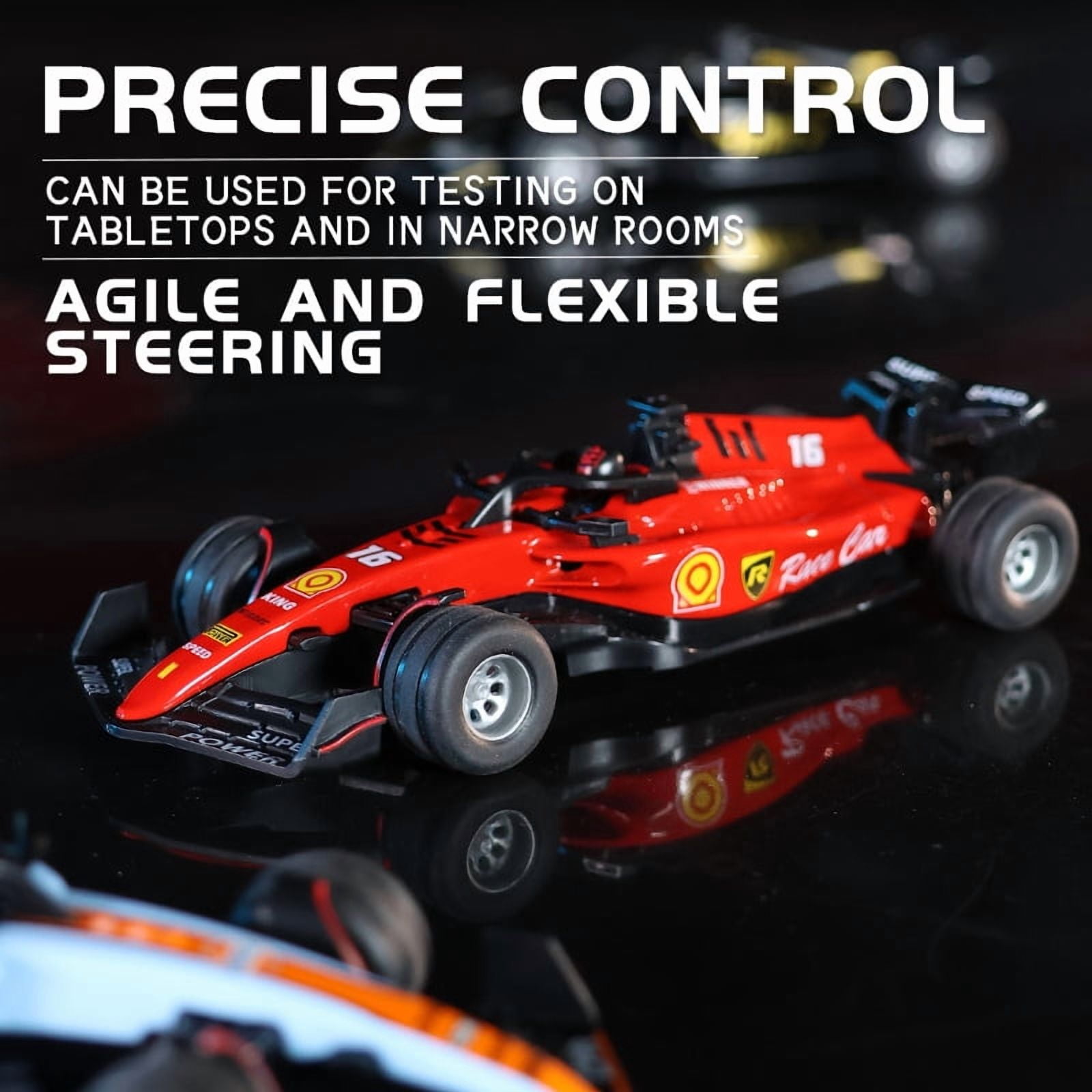 1:64 RC Formula Racing Car Mini 2.4G Alloy Remote Control Car with Light Adjustable Speed Cars Toys for Children's Gifts-White