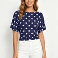 thumbnail image 2 of hlysgo Womens Short Sleeve Tops Casual Tie Back Cinched Waist T Shirts Summer Trendy Boat Neck Blouse Blue,M, 2 of 6