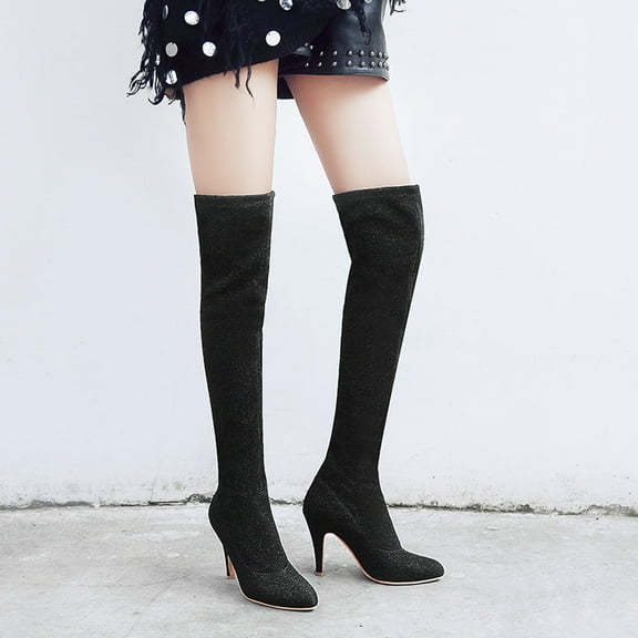 Summer Saving Clearance AXXD High-Heels Over-the-Knee Boots, Ladies Cowboy Boots Slouch Running Shoes Womens Knee-High Daily Fall Autumn Ankle Boots For Women Boots For Clearence