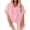 Pink, variant on SwiftWear 2025 Women's Linen-Cotton Blend Crochet Shirt - V-Neck Short Sleeve Casual Blouse with Breathable Summer Fit