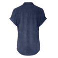 thumbnail image 5 of JSheng Women's Cotton and Linen Tops Summer Fashion Solid Color Button V-Neck Loose Breathable Shirts Navy XXXXXL, 5 of 5