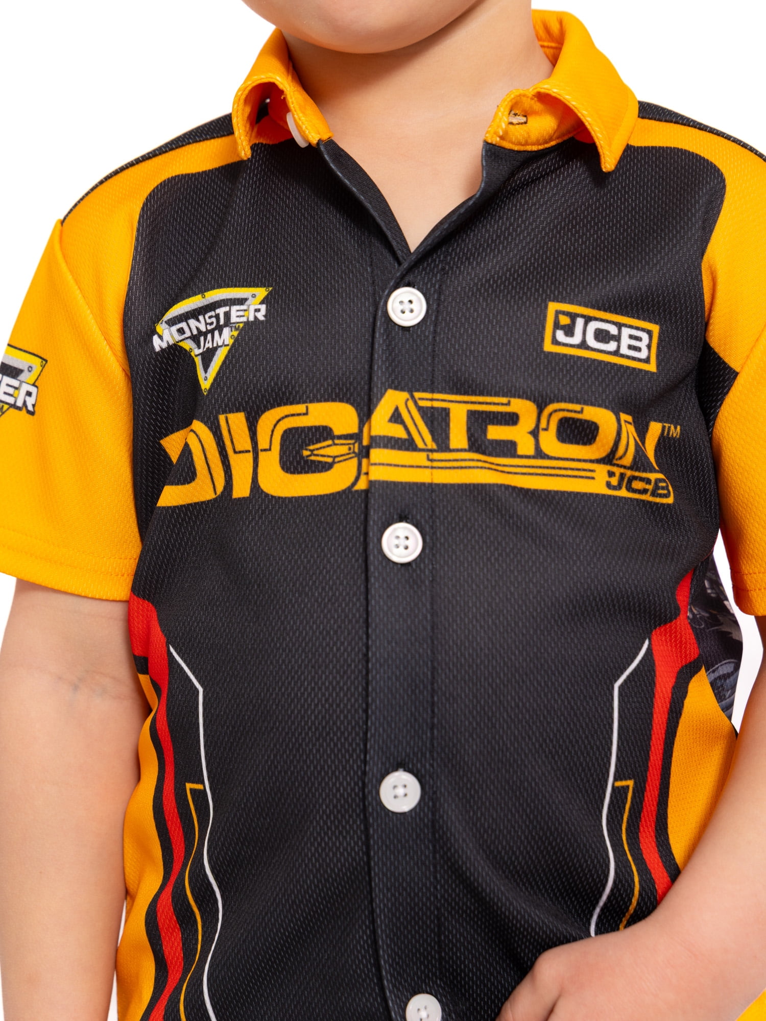 Monster Jam Digatron Toddler Boys Button Shirt with Short Sleeves, Sizes 12M-5T