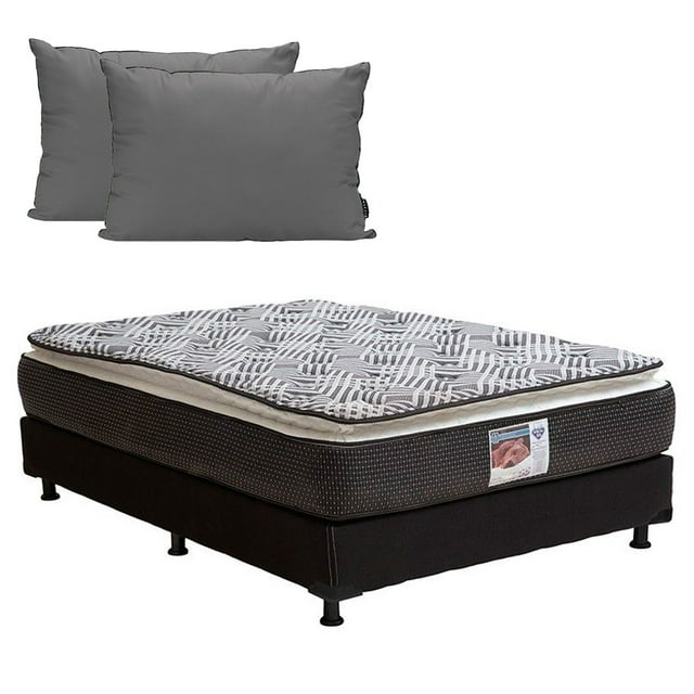 Colchón Matrimonial + Box Black + Almohada 2-Pack Spring Air Dicasa Omega