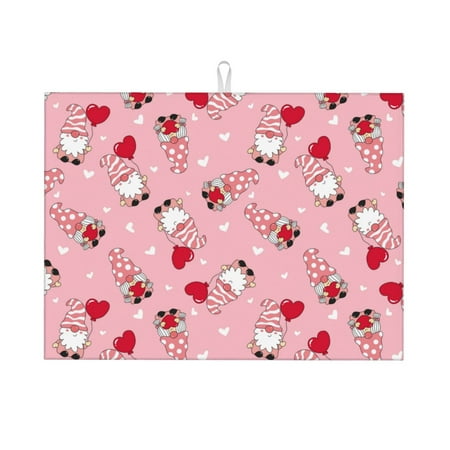 

Jgfou Gnome With Heart Print Dish Drying Mat Large Dish Drying Mats for Kitchen Counter Easy Clean Dish Mat Kitchen Drying Mat 18 x24