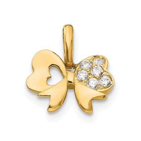 14k Yellow Gold Madi K CZ Children's Bow Pendant