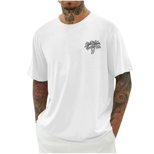 T-Shirt à Manches Courtes à Col Rond pour Hommes, Tissu en Polyester, Imprimé Dégradé, Style Sport Décontracté, Noir, Taille g