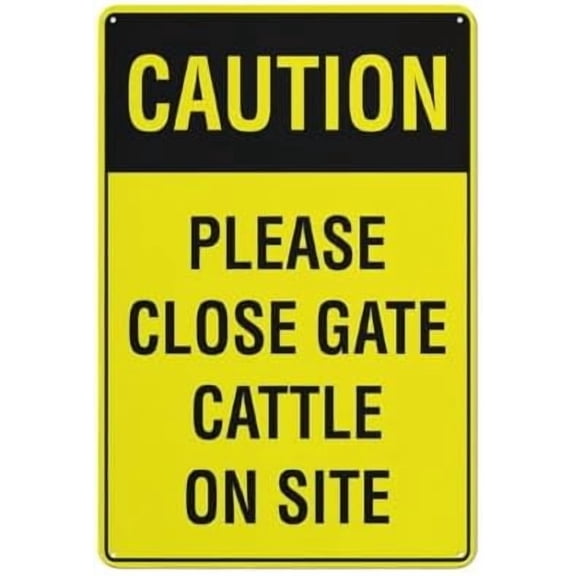 Caution Please Close Gate Cattle On Site Bright Yellow Sign 8"X12" Rust Free Aluminum Signs Outdoor, Metal Tin Sign For Home, Business, Yard