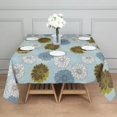 thumbnail image 3 of Geometric Flower and Dahlia Blue Square Tablecloth, Waterproof Wipeable Spillproof Washable Table Cover for Home Kitchen Party and Daily Decor 60"x60", 3 of 6
