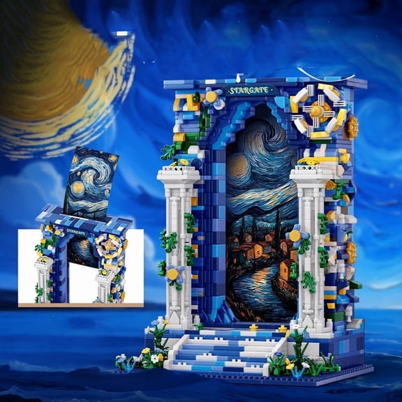 1745Pcs Starry Sky Gate Building Block Set, 3D Architectural Model Building Kit for Home Decor, Brickcraft Building Set for Teens & Adults