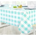 thumbnail image 4 of Newbridge Blue Pastel Easter Farmhouse Check Vinyl Tablecloth With Flannel Backing, Spring Gingham Flannel Backed Vinyl Tablecloth, 60” x 102” Oblong/Rectangle, Robins Egg Blue, 4 of 7