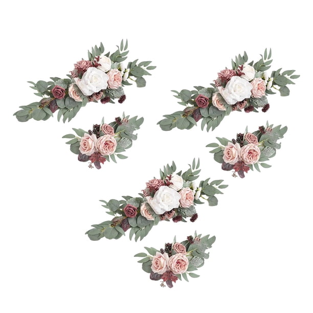 Guirnalda de flores artificiales para decoración de cenador, ceremonia y fondo de fiesta 3 3 Blanco Rosa Púrpura
