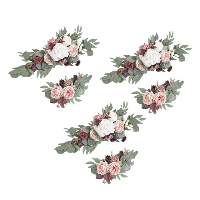Guirnalda de flores artificiales para decoración de cenador, ceremonia y fondo de fiesta 3 3 Blanco Rosa Púrpura
