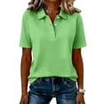 thumbnail image 5 of DORKASM Womens Polo Shirts Short Sleeve Quick Dry Business Polo Shirts Buttons Casual V Neck Vocation Tops Plus Size Trendy Summer Shirts Green XL, 5 of 5