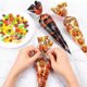 thumbnail image 2 of 100 Counts Halloween Cone Cellophane Bags Pumpkin Treat Candy Bags with Gold Twist Ties for Halloween Party Favor, 2 of 5
