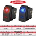 thumbnail image 2 of 2pcs DC 20A/12V 10A/24V SPST LED Illuminated Rocker Switch, Waterproof 5-Pin On/Off with Jumper Wires Set for UTVs, Cars, Trucks, RVs, Boats, Motorcyc, 2 of 5