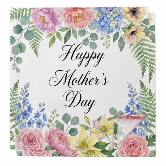Mother's Day Cloth Napkins, Watercolor Hydrangea Flowers Leaves Spring Washable and Reusable Dinner Napkins Set of 2, Table Napkin for Kitchen Party Birthday Wedding Hotel Housewarming 20"x20"