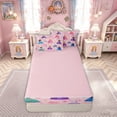 thumbnail image 4 of meiyoeat Cute Princess Castle Zipper Full Size Comforter Sets with Fitted Sheet and 2 Pillowcases for Kids Girls, Magical Rainbow Flower Zipper Bedding Set, Pink, Pink ReversibleG, 4 of 6