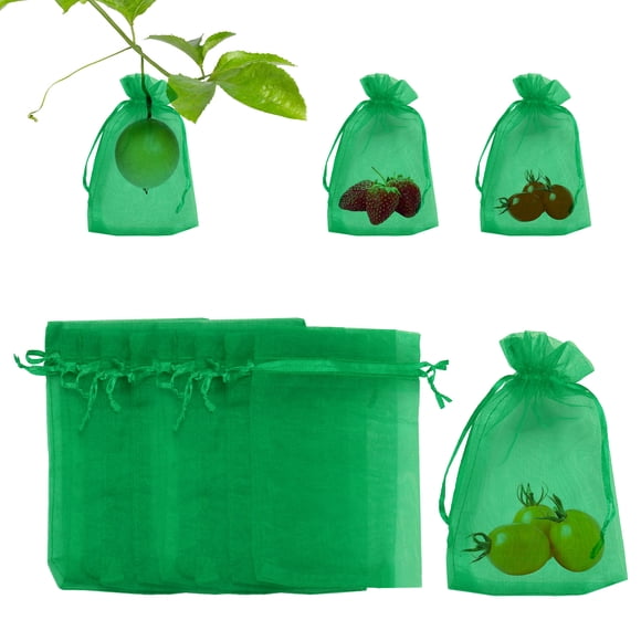 Bolsas de Protección de Frutas Uxcell 200 Pack - Bolsas de Malla para Frutas de 4x6 Pulgadas con Cierre de Cordón Aplicables a Plantas (Verde Pasto)