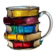 thumbnail image 3 of Taza de café con forma de libro apilado, taza pintada, multifuncional, original, de colección. B, 3 of 9
