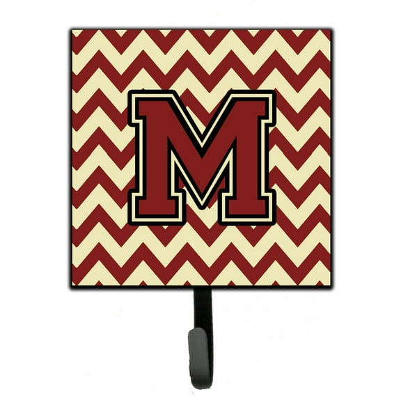 Letter M Chevron Maroon and Gold Leash or Key Holder