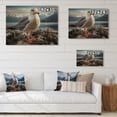 thumbnail image 4 of Designart "Seagull Portrait Perched on a Rock" Animals Print on Natural Pine Wood, 4 of 5