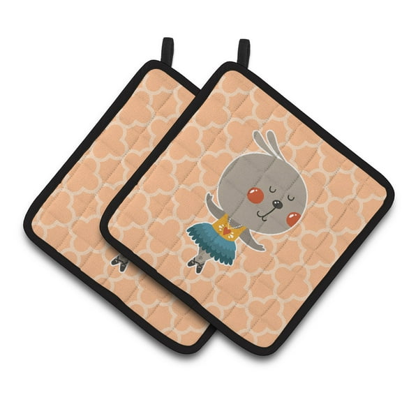 Caroline's Treasures Ballerina Rabbit Pair of Pot Holders
