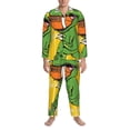 thumbnail image 3 of Fuzoiu T-Rex Playing Football Print Men's Long-Sleeved Pajama,Lounge Button Down Nightwear,Mens Notch Collar Pajama Set -X-Large, 3 of 7