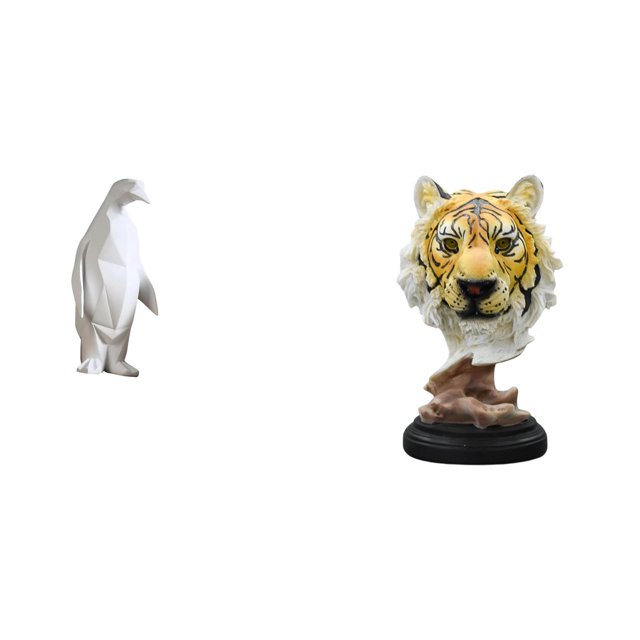Escultura de pingüino, figura de cabeza de animal de resina, estatua de mesa moderna, talla vívida, adecuada para bodas, cumpleaños, aniversarios, fes