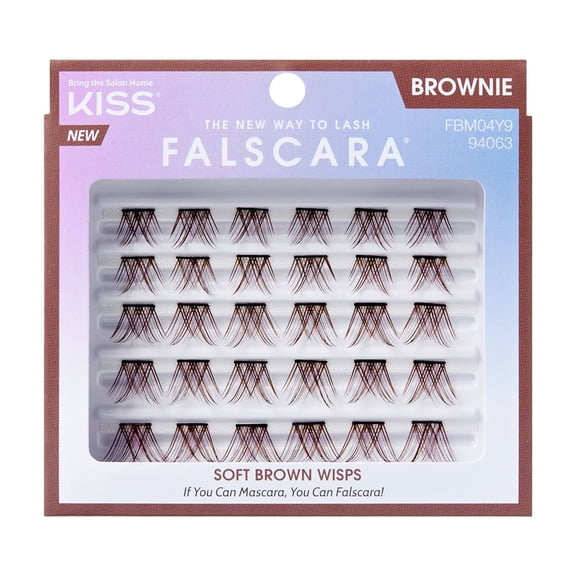 Kiss Falscara False Eyelashes, Lash Extensions, 10mm-14mm, Brown, 24 Lash Clusters