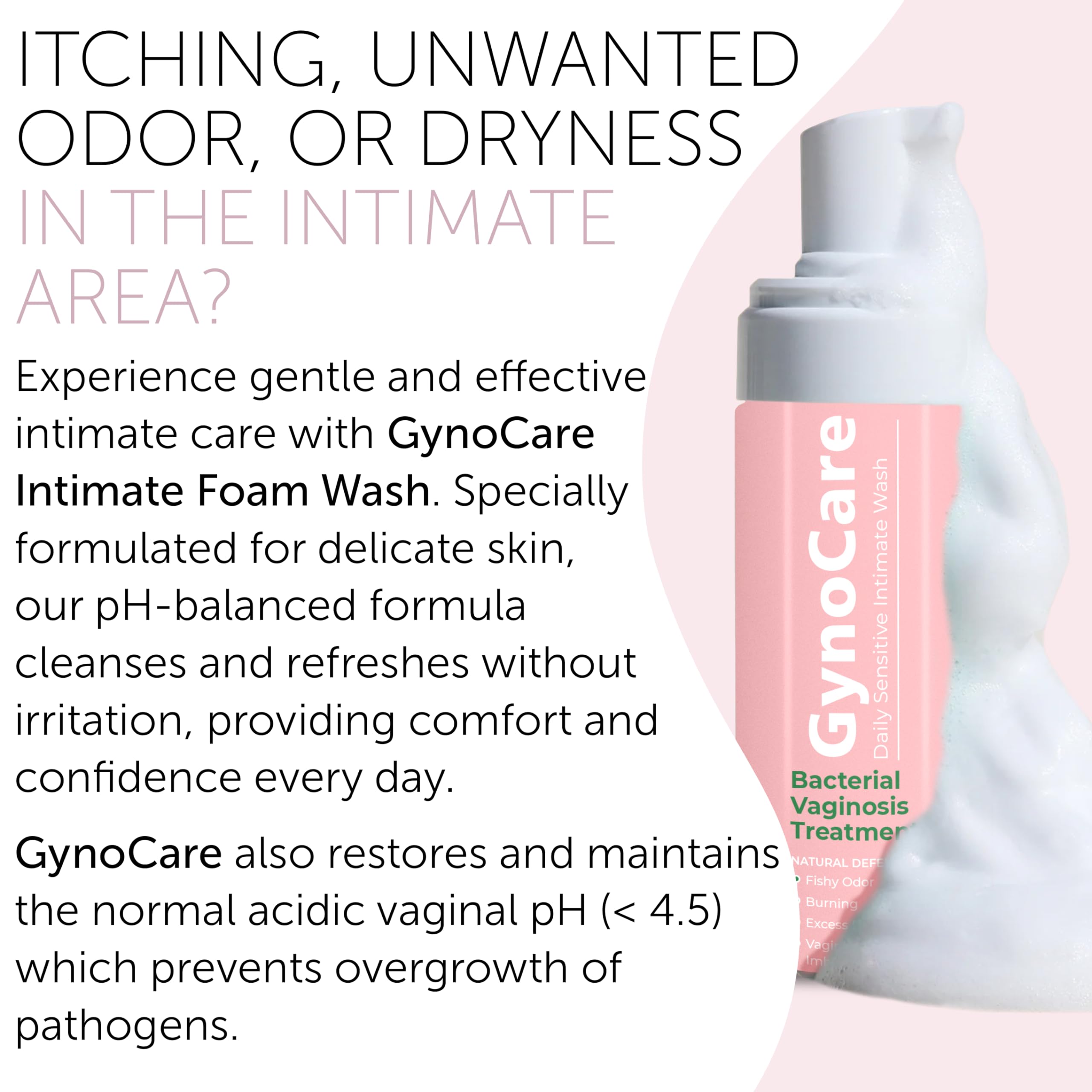 Feminine Wash | BV Treatment For Women | ph Balance Feminine Wash for Bacterial Vaginosis Treatment | Probiotic & Prebiotic Cleanser | Vaginal Dryness Hydration & Odor Control