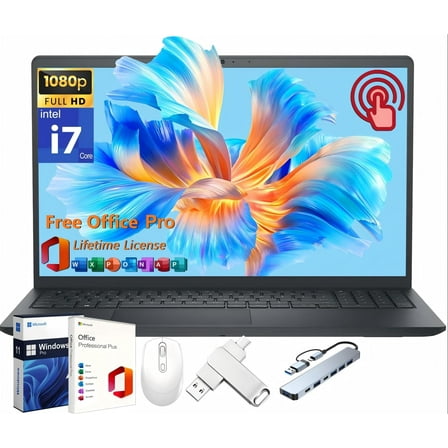 Dell Inspiron 15 Business Laptop, 15.6" FHD Touchscreen, Intel 10-Core i7-1355U, 32 GB RAM, 1 TB SSD, Office Pro Lifetime License, Intel Iris Xe GPU, Webcam, Wi-Fi 6, Windows 11 Pro, w/Accessories