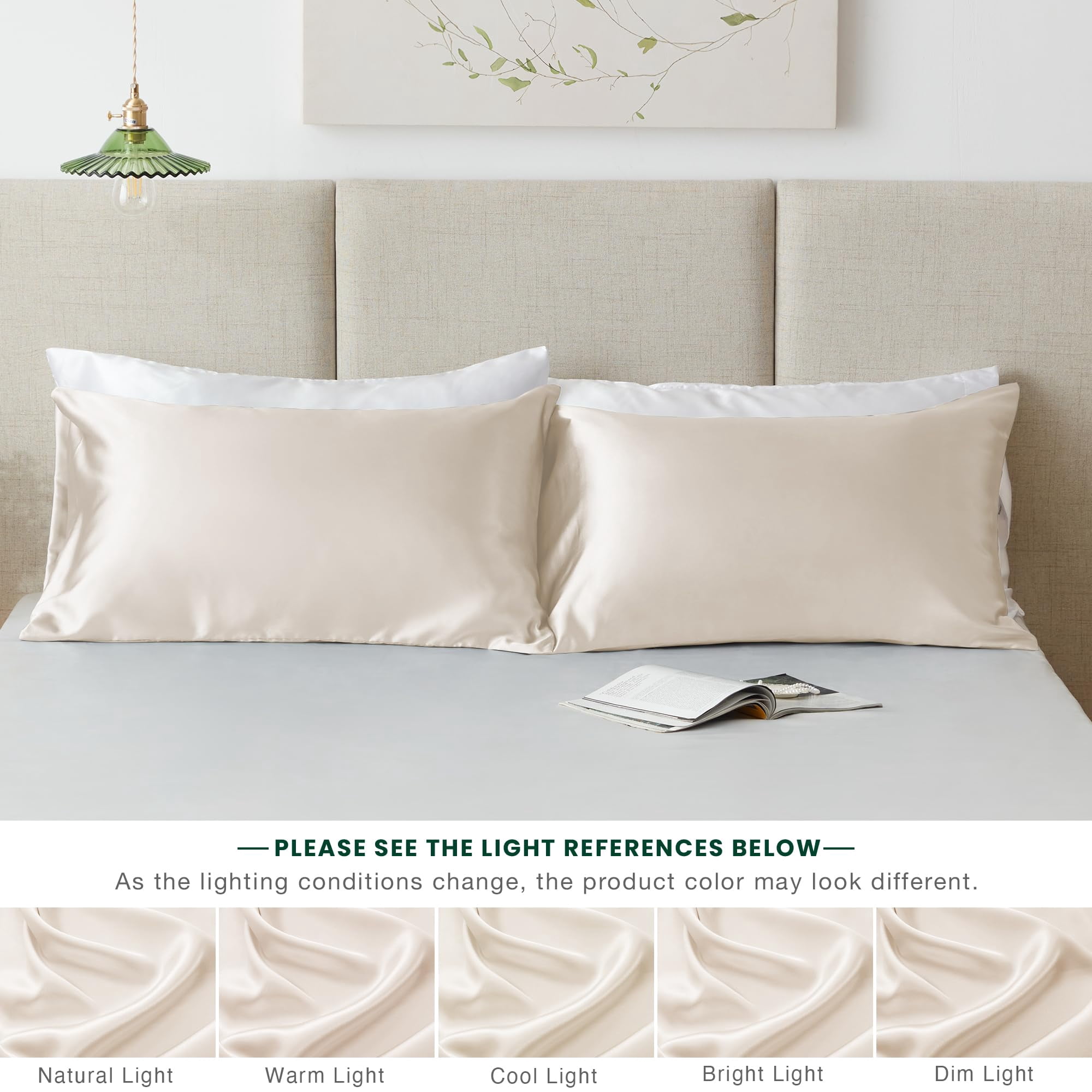 LOUDKS Satin Pillowcase Set of 2 Queen Size 20x30, Cooling Pillow Covers for Hair and Skin, Silky Smooth with Envelope Closure, Similar to Silk, White