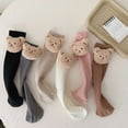 thumbnail image 4 of Calcetines largos hasta la rodilla de algodón suave para niños pequeños, calcetines de oso lindo, ropa de invierno para niñas de 2 a 8 años, nuevos, 4 of 6