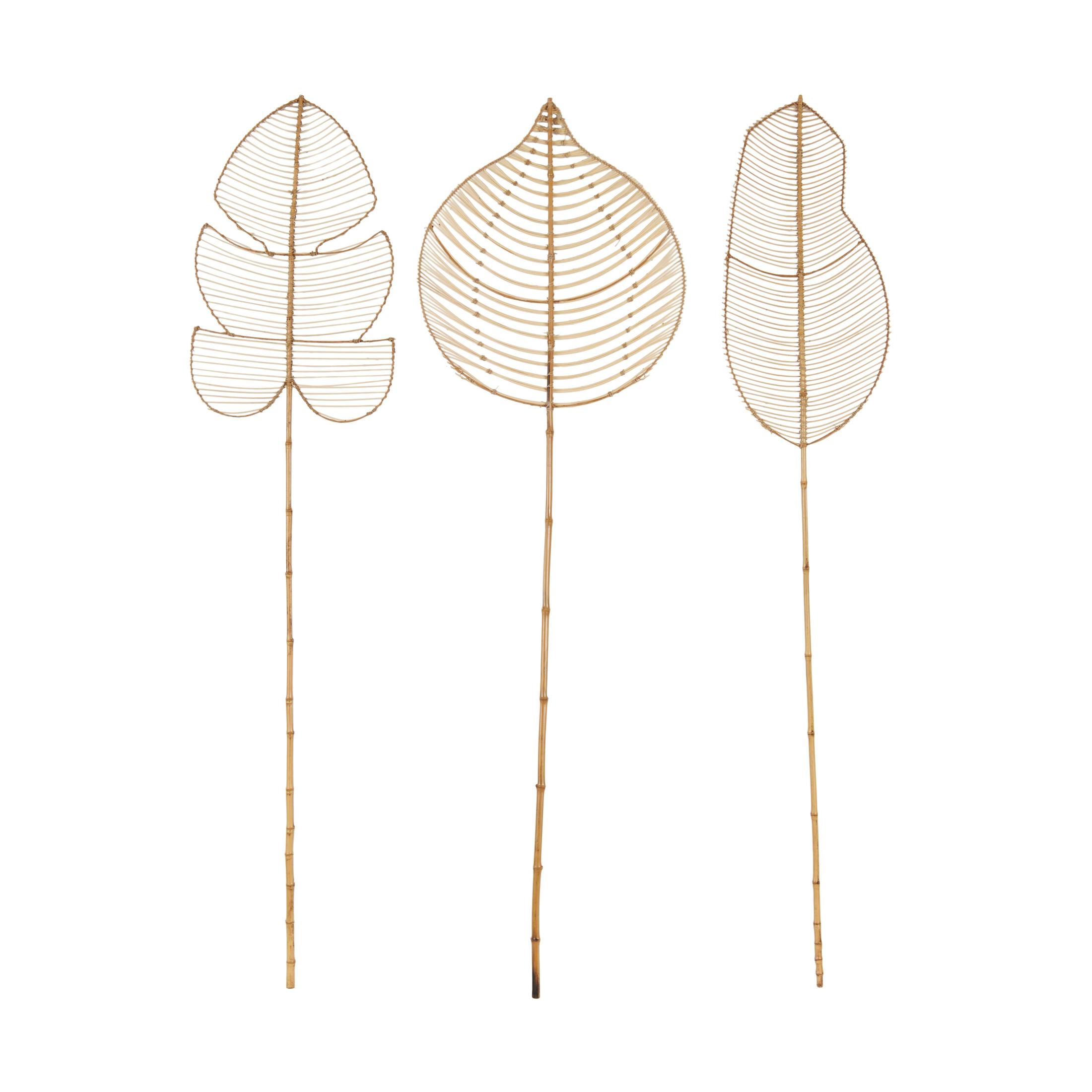 79" Palm Tree Handmade Tall Woven Leaf Stick Rattan Natural Foliage Branch Bouquet with Varying Shapes, by DecMode (3 Count)