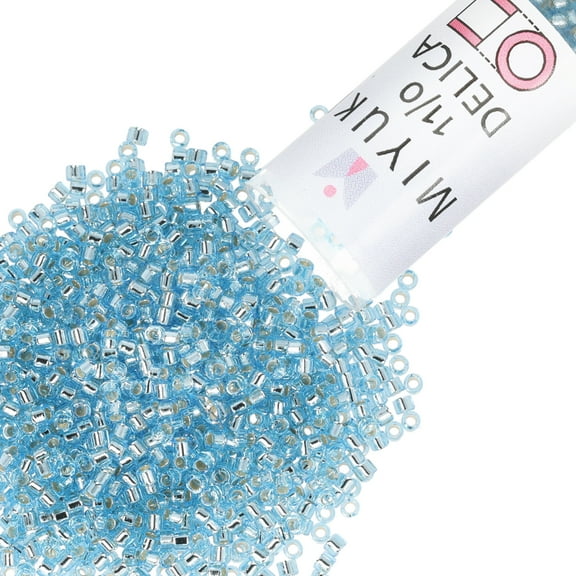 Miyuki Delica Seed Beads – Size 11/0 (1.6 mm), DB0044, Silver Lined Aqua, 7.2 g, Approx. 1440 Beads