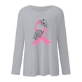 thumbnail image 3 of MKLEKYY Hauts Peplum pour Femmes, T-Shirt à Manches Longues Imprimé, Col Rond, Prévention du Cancer, Mois de Sensibilisation International, 3 of 3