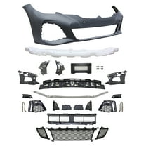 Ikon Motorsports Front Bumper Cover With Sensor Holes/ Fog Covers W/O ACC Compatible With 2019-2022 BMW G20 Sedan 4-Door M340 Style Unpainted Black Front Bumper Conversion Guard